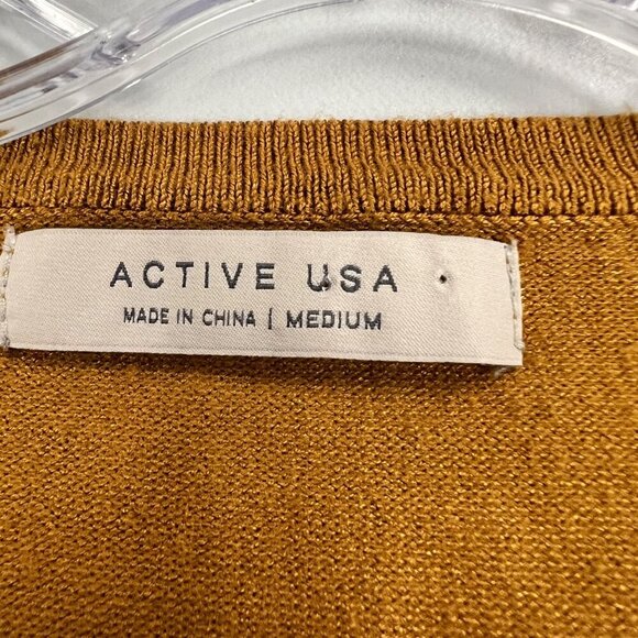 Active USA Lightweight Sweater Women's Size Medium Striped Long Sleeve Buttons - Picture 8 of 9